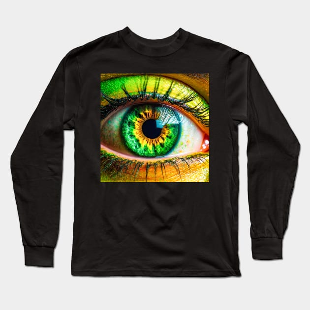 Green Eye Long Sleeve T-Shirt by CreativePhil